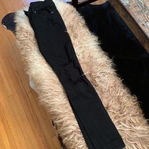 High rise distressed black Carmar jeans